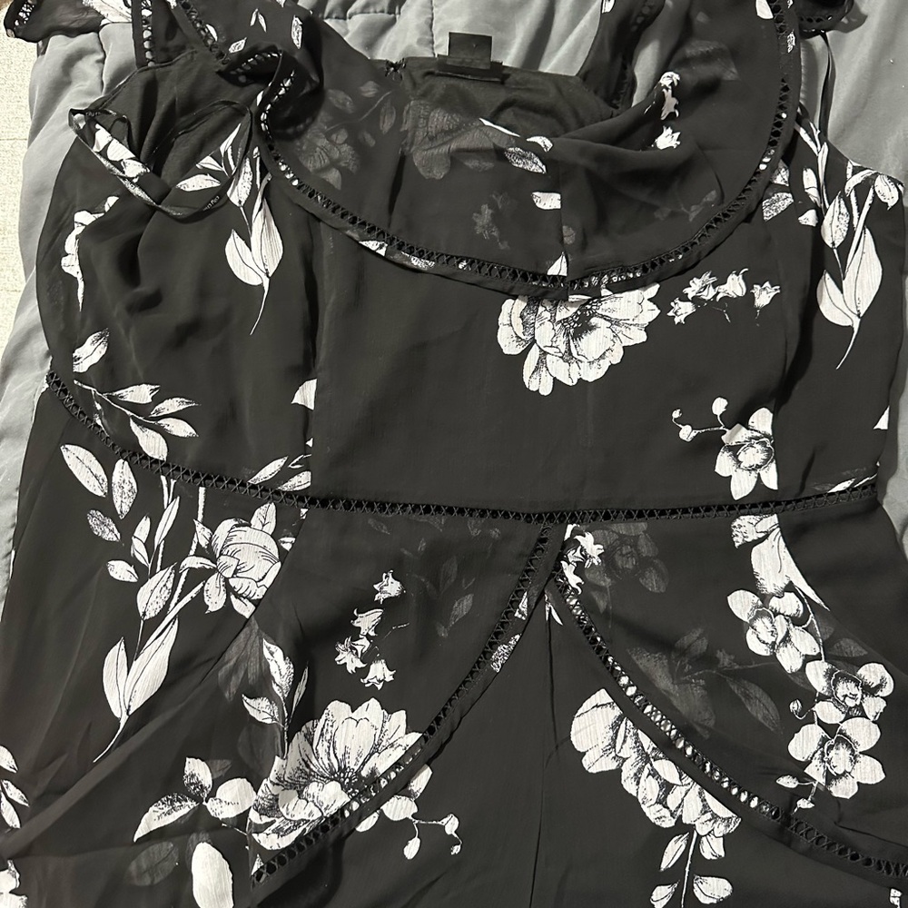 Elegant Black and White Floral romper